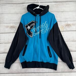 Vintage Y2K Famous Stars and Straps Family Full Zip Hoodie Adult M Blue Black